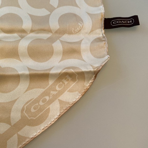 Coach Beige oblong, silk scarf - Picture 2 of 6